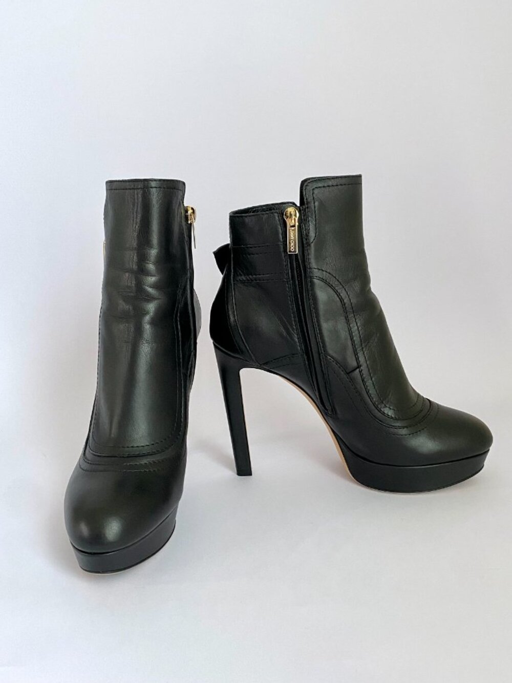 Jimmy Choo Britney 115 Black Leather Platform Ankle Boot Size EU 38.5 / US 8 - Picture 9 of 13